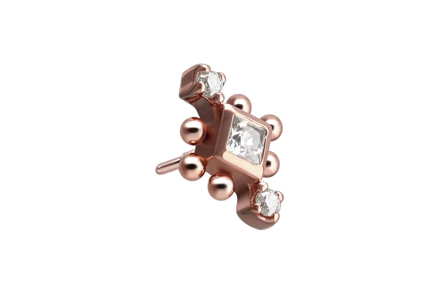 14 Karat Gold Schraubaufsatz mit Außengewinde 3 MOISSANITE + KUGELN von Piercingline